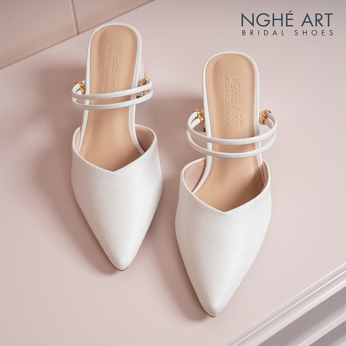 Giày cưới Nghé Art basic gót vuông 592-6P-NHU-TRANG - Ảnh 1 - Nghé Art Bridal Shoes – 0822288288