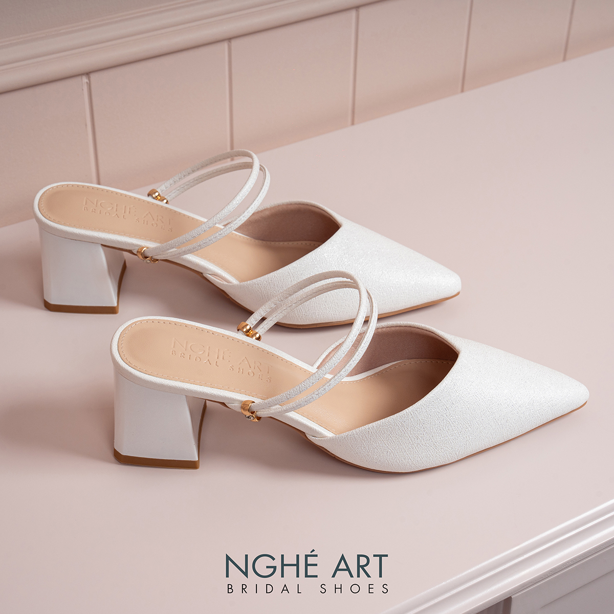 Giày cưới Nghé Art basic gót vuông 592-6P-NHU-TRANG - Ảnh 3 - Nghé Art Bridal Shoes – 0822288288