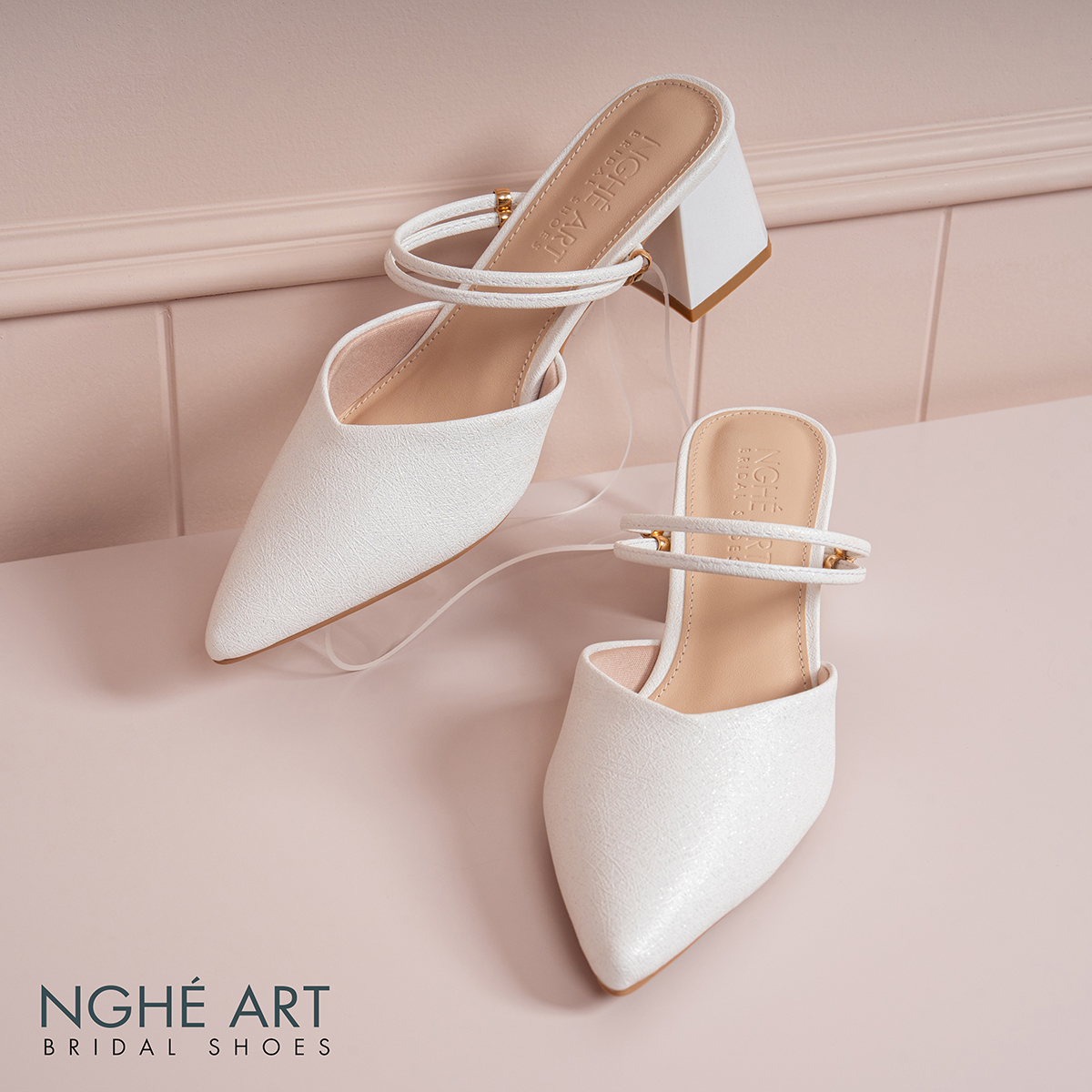 Giày cưới Nghé Art basic gót vuông 592-6P-NHU-TRANG - Ảnh 4 - Nghé Art Bridal Shoes – 0822288288