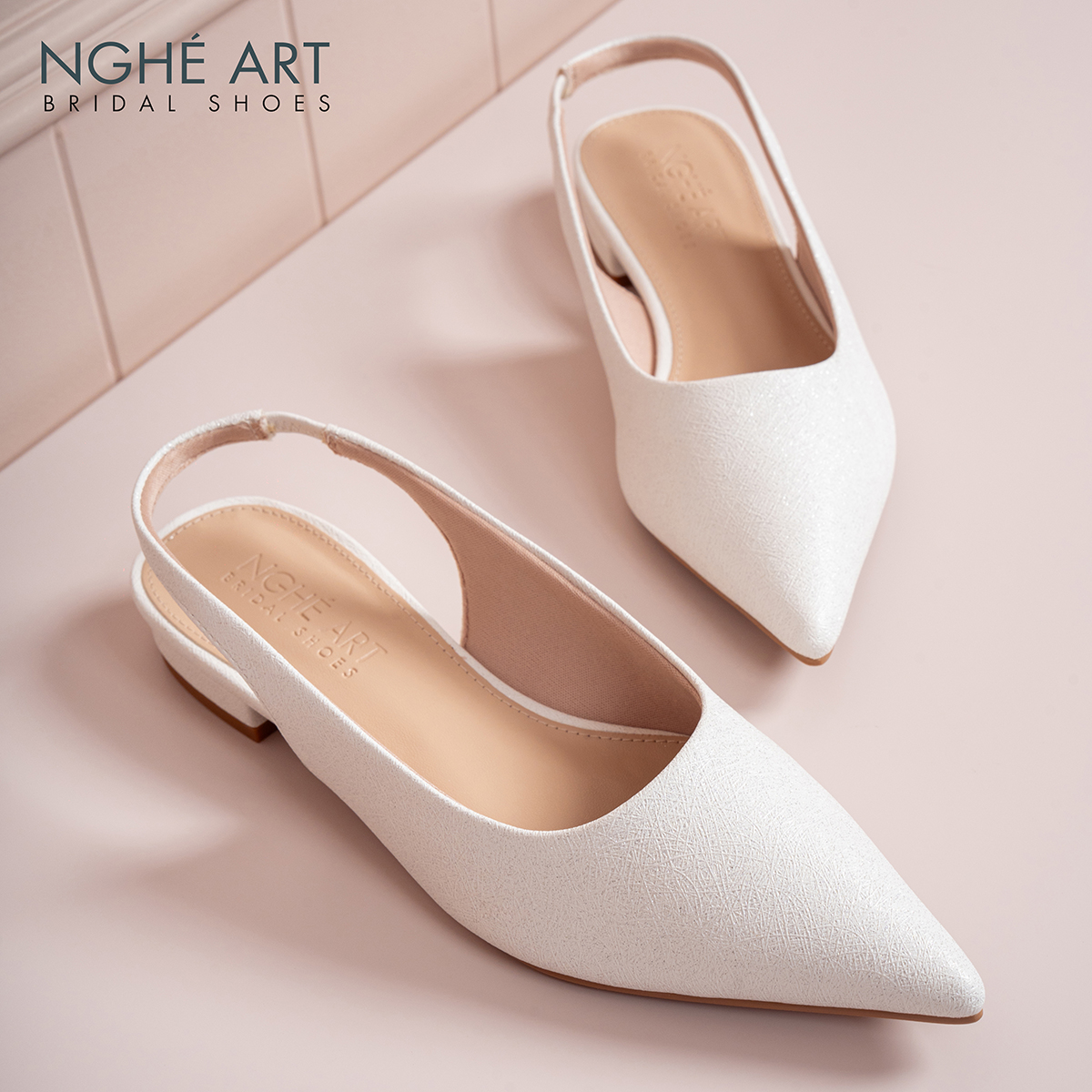 Giày cưới Nghé Art basic slingback dáng bệt 593-2P-NHU-TRANG - Ảnh 1 - Nghé Art Bridal Shoes – 0822288288