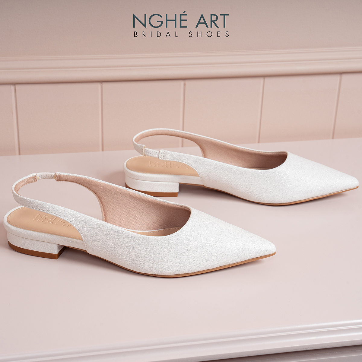 Giày cưới Nghé Art basic slingback dáng bệt 593-2P-NHU-TRANG - Ảnh 2 - Nghé Art Bridal Shoes – 0822288288