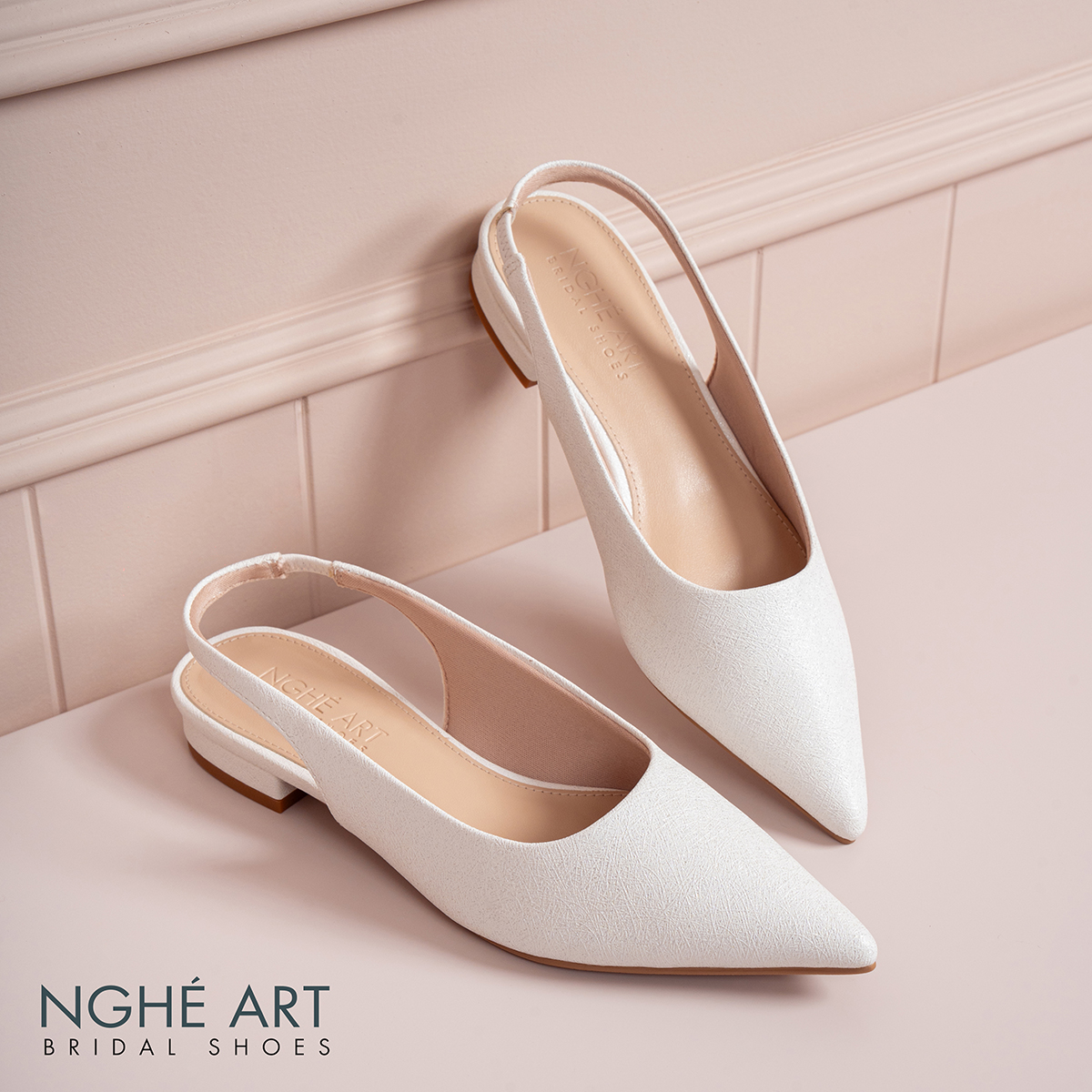 Giày cưới Nghé Art basic slingback dáng bệt 593-2P-NHU-TRANG - Ảnh 3 - Nghé Art Bridal Shoes – 0822288288
