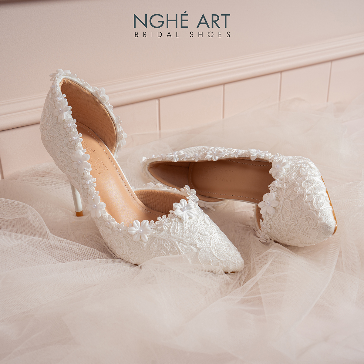 Giày cưới Nghé Art nàng thơ ren viền hoa cao cấp 609-442-NHU-TRANG - Ảnh 3 - Nghé Art Bridal Shoes – 0822288288