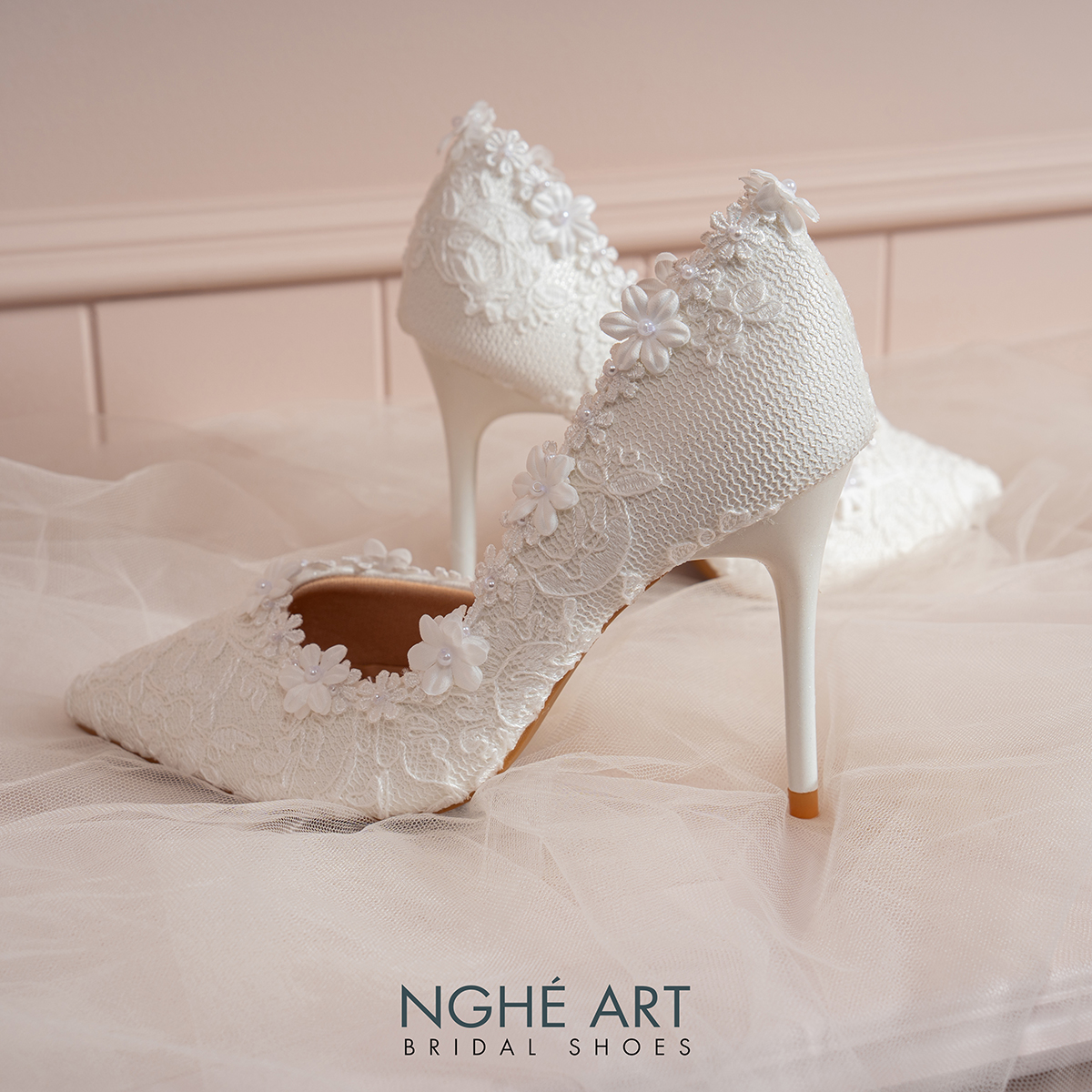 Giày cưới Nghé Art nàng thơ ren viền hoa cao cấp 609-442-NHU-TRANG - Ảnh 6 - Nghé Art Bridal Shoes – 0822288288