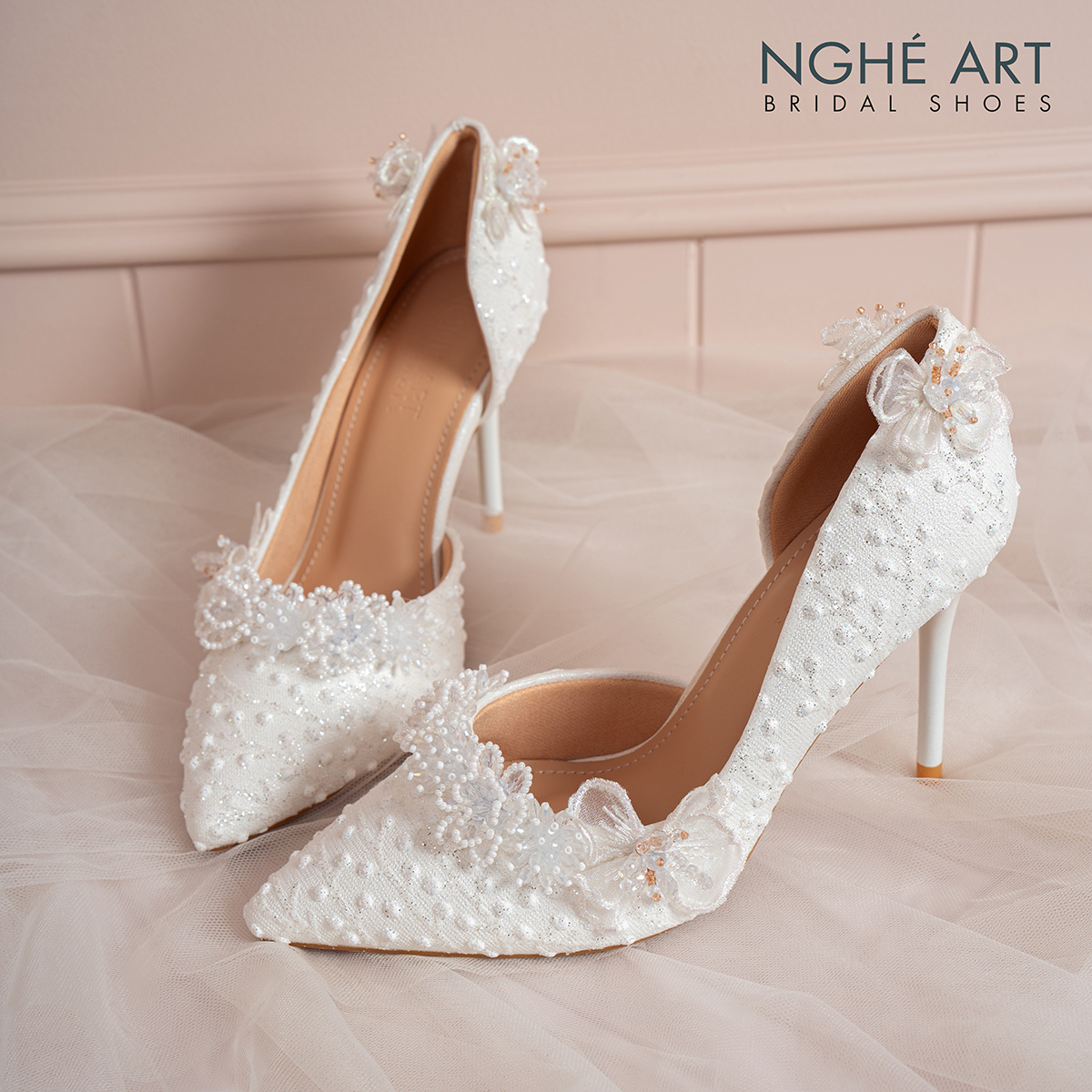 Giày cưới Nghé Art cao gót ren cao cấp hoa pha lê 611-442-NHU-TRANG - Ảnh 4 - Nghé Art Bridal Shoes – 0822288288