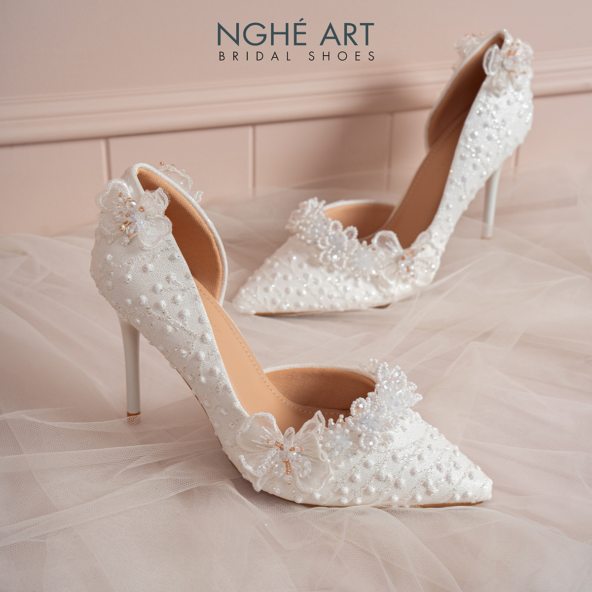 Giày cưới Nghé Art cao gót ren cao cấp hoa pha lê 611-442-NHU-TRANG - Ảnh 7 - Nghé Art Bridal Shoes – 0822288288
