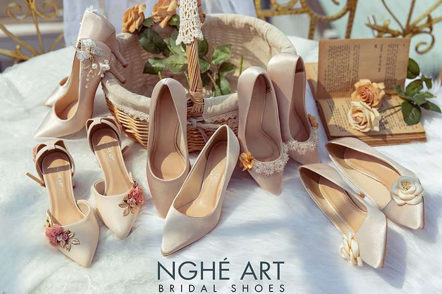 Bộ sưu tập giày cưới lụa satin nude 2021 - Ảnh 3 -  Nghé Art Bridal Shoes – 0908590288