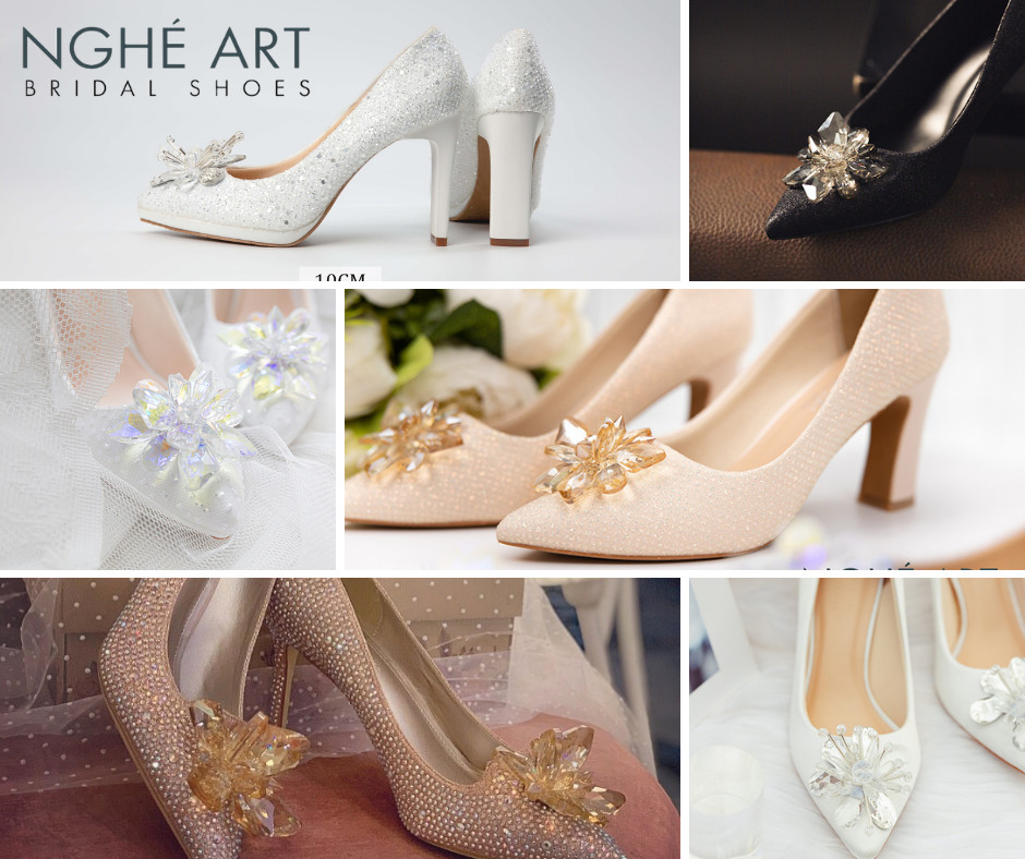 Giày cô dâu đính đá - Ảnh -  Nghé Art Bridal Shoes – 0822288288