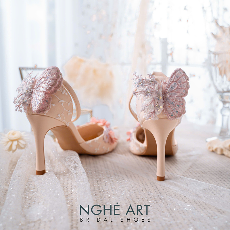 Giày cưới hoa 3D màu hồng phấn - Ảnh 4 - Nghé Art Bridal Shoes – 0822288288