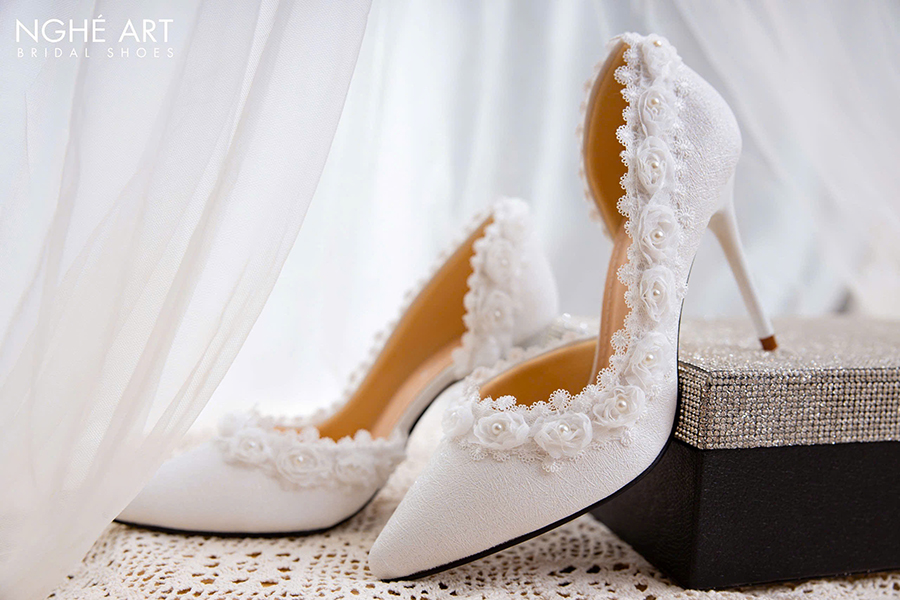 Giày Cưới Hoạ Tiết Hoa Hồng - Ảnh 7 - Nghé Art Bridal Shoes – 0822288288
