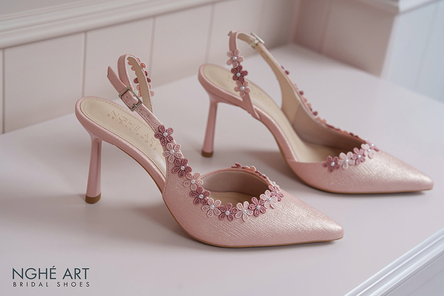 Giày cưới màu hồng phấn - Ảnh 2 - Nghé Art Bridal Shoes – 0822288288