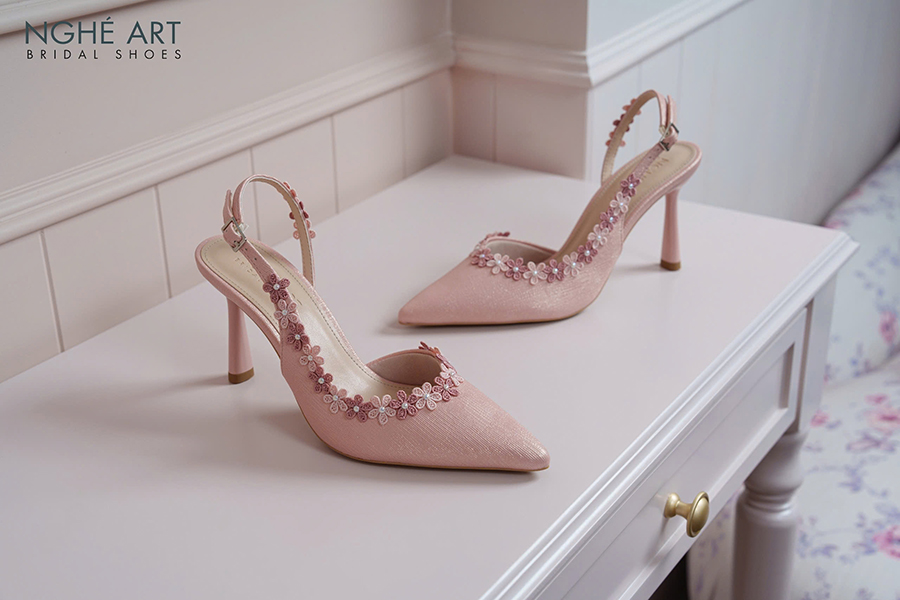 Giày cưới màu hồng phấn - Ảnh 4 - Nghé Art Bridal Shoes – 0822288288