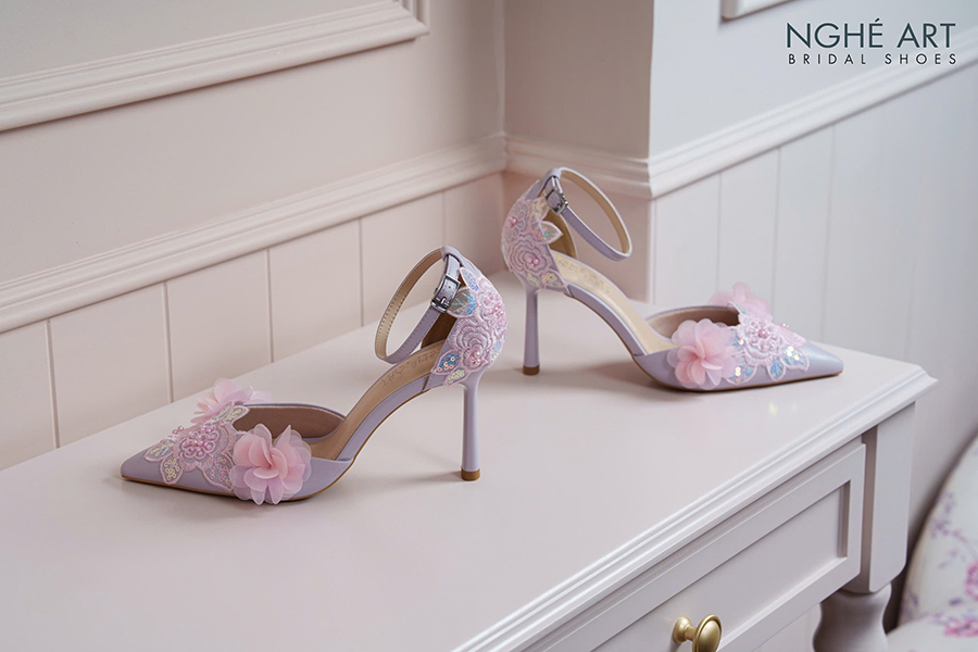 Giày cưới màu tím pastel - Ảnh 4 - Nghé Art Bridal Shoes – 0822288288