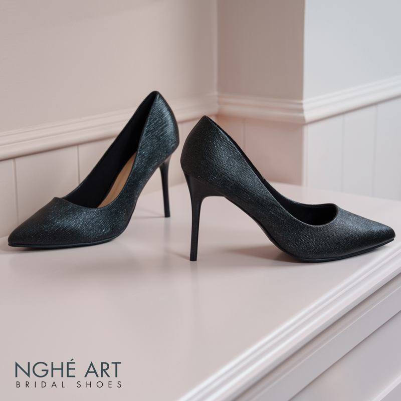 Giày cưới Nghé Art basic 10 phân nhũ đen 377-nhu-den - Ảnh 3 - Nghé Art Bridal Shoes – 0822288288