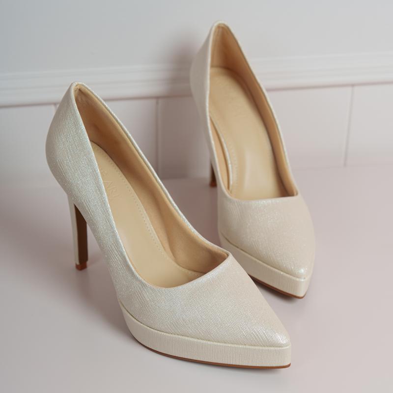 Giày cưới Nghé Art basic 12 phân mũi đúp nhũ vàng champage 543-nhu-vang - Ảnh 1 - Nghé Art Bridal Shoes – 0822288288