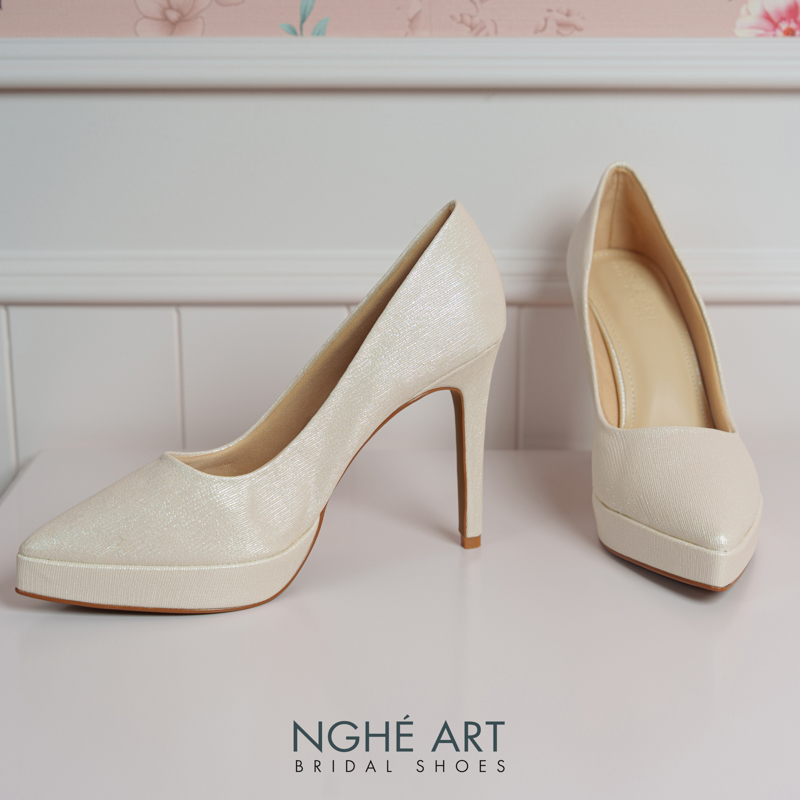 Giày cưới Nghé Art basic 12 phân mũi đúp nhũ vàng champage 543-nhu-vang - Ảnh 2 - Nghé Art Bridal Shoes – 0822288288