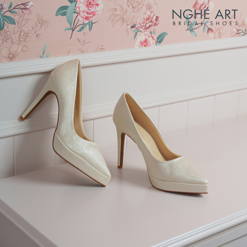 Giày cưới Nghé Art basic 12 phân mũi đúp nhũ vàng champage 543-nhu-vang - Ảnh 3 - Nghé Art Bridal Shoes – 0822288288