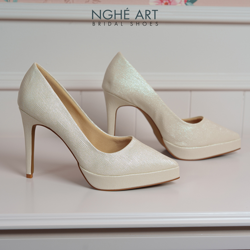 Giày cưới Nghé Art basic 12 phân mũi đúp nhũ vàng champage 543-nhu-vang - Ảnh 5 - Nghé Art Bridal Shoes – 0822288288