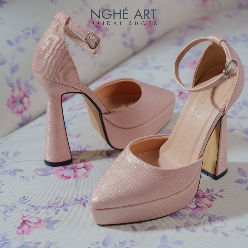 Giày cưới Nghé Art basic 13 phân nhũ hồng pastel 481-nhu-hong - Ảnh 1 - Nghé Art Bridal Shoes – 0822288288