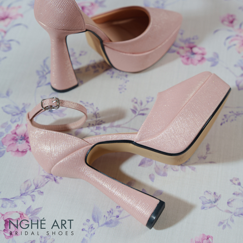 Giày cưới Nghé Art basic 13 phân nhũ hồng pastel 481-nhu-hong - Ảnh 2 - Nghé Art Bridal Shoes – 0822288288