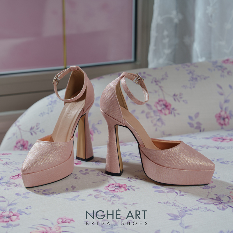 Giày cưới Nghé Art basic 13 phân nhũ hồng pastel 481-nhu-hong - Ảnh 4 - Nghé Art Bridal Shoes – 0822288288
