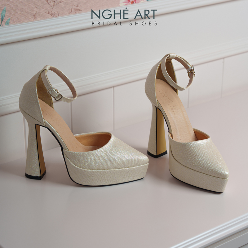 Giày cưới Nghé Art basic 13 phân nhũ vàng champage 481-nhu-vang - Ảnh 1 - Nghé Art Bridal Shoes – 0822288288