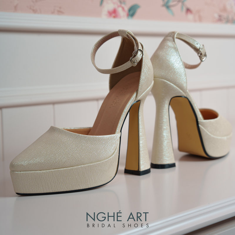 Giày cưới Nghé Art basic 13 phân nhũ vàng champage 481-nhu-vang - Ảnh 2 - Nghé Art Bridal Shoes – 0822288288
