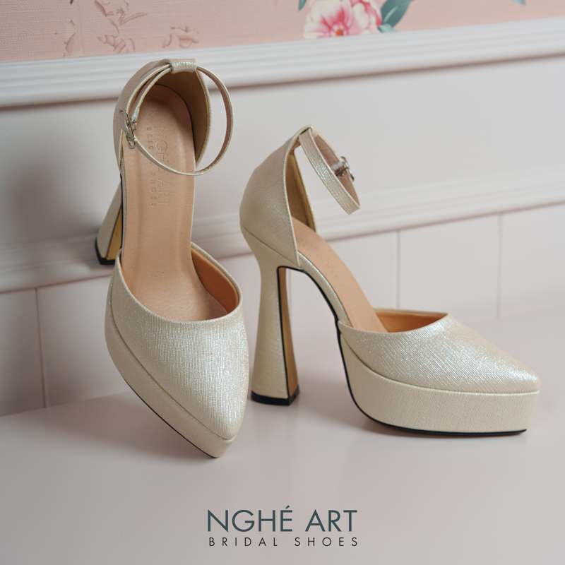 Giày cưới Nghé Art basic 13 phân nhũ vàng champage 481-nhu-vang - Ảnh 3 - Nghé Art Bridal Shoes – 0822288288