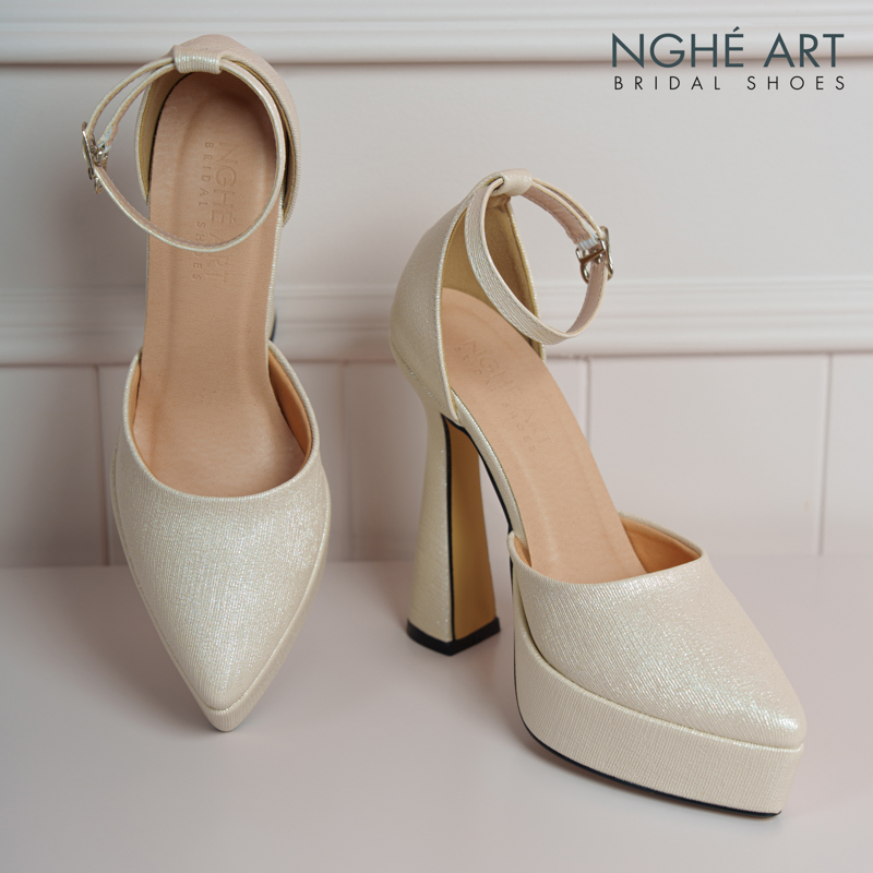 Giày cưới Nghé Art basic 13 phân nhũ vàng champage 481-nhu-vang - Ảnh 4 - Nghé Art Bridal Shoes – 0822288288