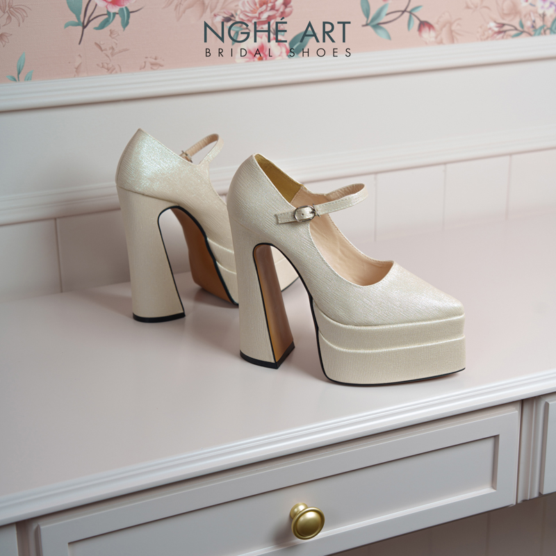 Giày cưới Nghé Art basic 15 phân mũi đúp nhũ vàng 546-nhu-vang - Ảnh 2 - Nghé Art Bridal Shoes – 0822288288