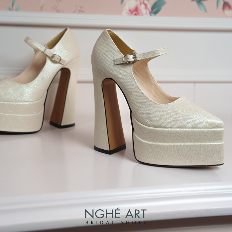 Giày cưới Nghé Art basic 15 phân mũi đúp nhũ vàng 546-nhu-vang - Ảnh 3 - Nghé Art Bridal Shoes – 0822288288
