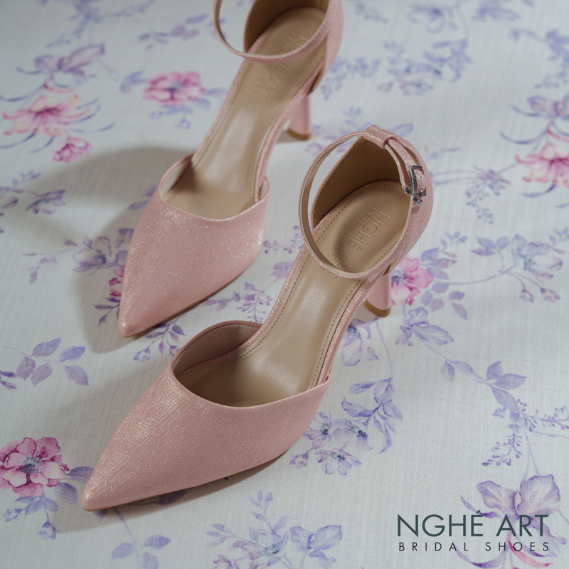 Giày cưới Nghé Art basic 9 phân nhũ hồng pastel 340-nhu-hong - Ảnh 1 - Nghé Art Bridal Shoes – 0822288288