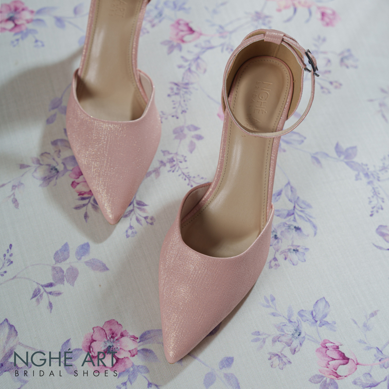 Giày cưới Nghé Art basic 9 phân nhũ hồng pastel 340-nhu-hong - Ảnh 2 - Nghé Art Bridal Shoes – 0822288288