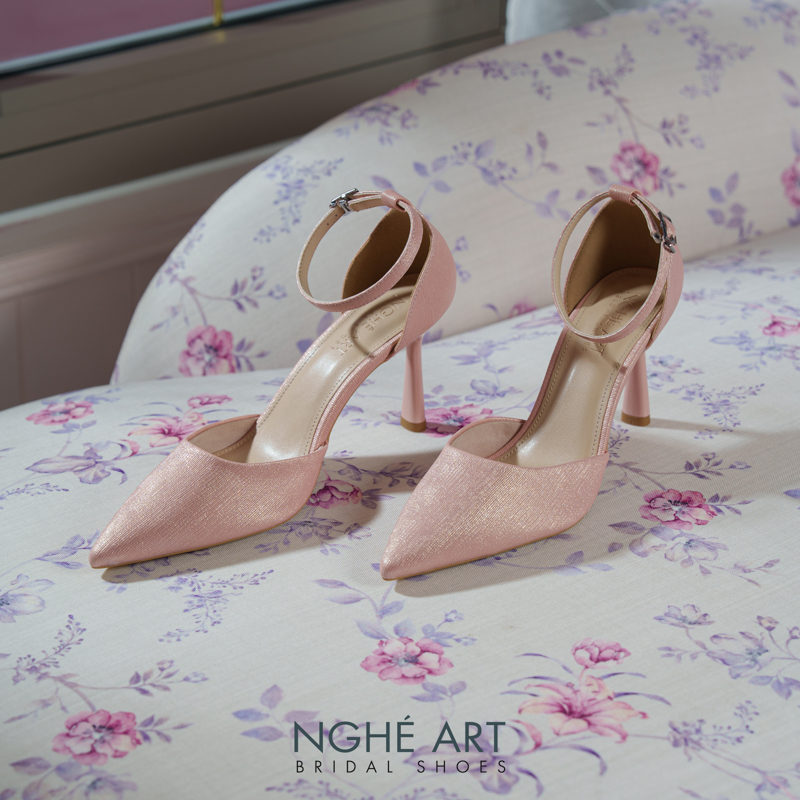 Giày cưới Nghé Art basic 9 phân nhũ hồng pastel 340-nhu-hong - Ảnh 3 - Nghé Art Bridal Shoes – 0822288288