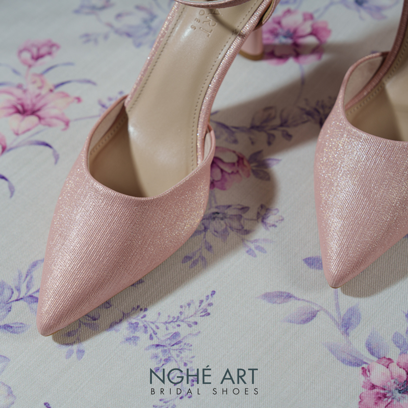Giày cưới Nghé Art basic 9 phân nhũ hồng pastel 340-nhu-hong - Ảnh 5 - Nghé Art Bridal Shoes – 0822288288