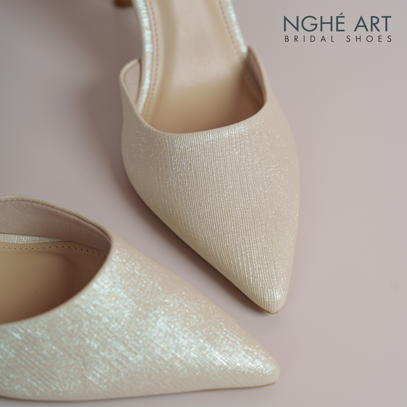 Giày cưới Nghé Art basic 9 phân nhũ vàng champane 340-nhu-vang - Ảnh 4 - Nghé Art Bridal Shoes – 0822288288