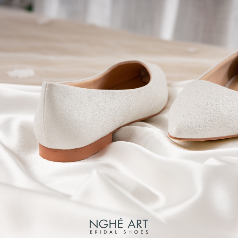 Giày cưới Nghé Art basic búp bê trắng nhũ ánh kim 194nhu - Ảnh 5 - Nghé Art Bridal Shoes – 0822288288