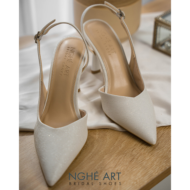 Giày cưới Nghé Art basic form slingback dáng hở eo 535 - Ảnh 1 - Nghé Art Bridal Shoes – 0822288288