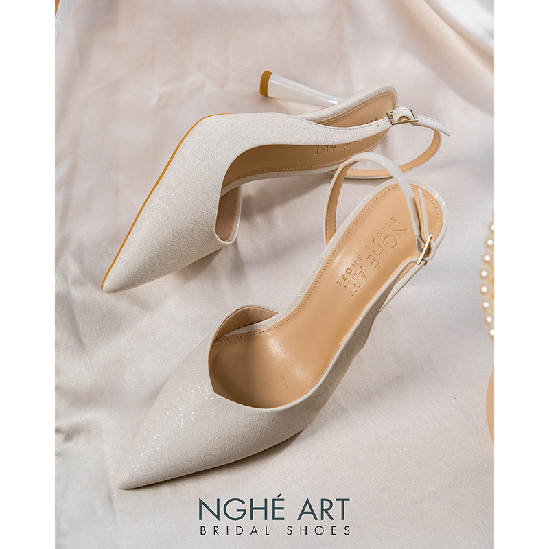 Giày cưới Nghé Art basic form slingback dáng hở eo 535 - Ảnh 2 - Nghé Art Bridal Shoes – 0822288288
