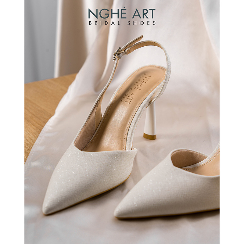 Giày cưới Nghé Art basic form slingback dáng hở eo 535 - Ảnh 3 - Nghé Art Bridal Shoes – 0822288288