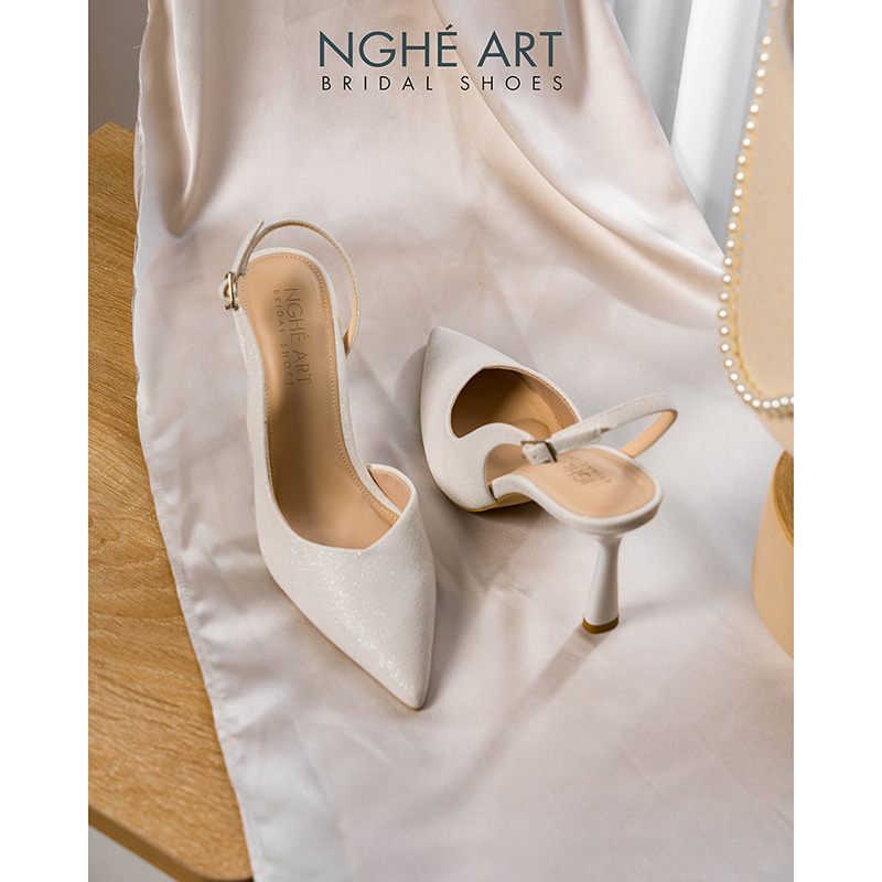 Giày cưới Nghé Art basic form slingback dáng hở eo 535 - Ảnh 4 - Nghé Art Bridal Shoes – 0822288288