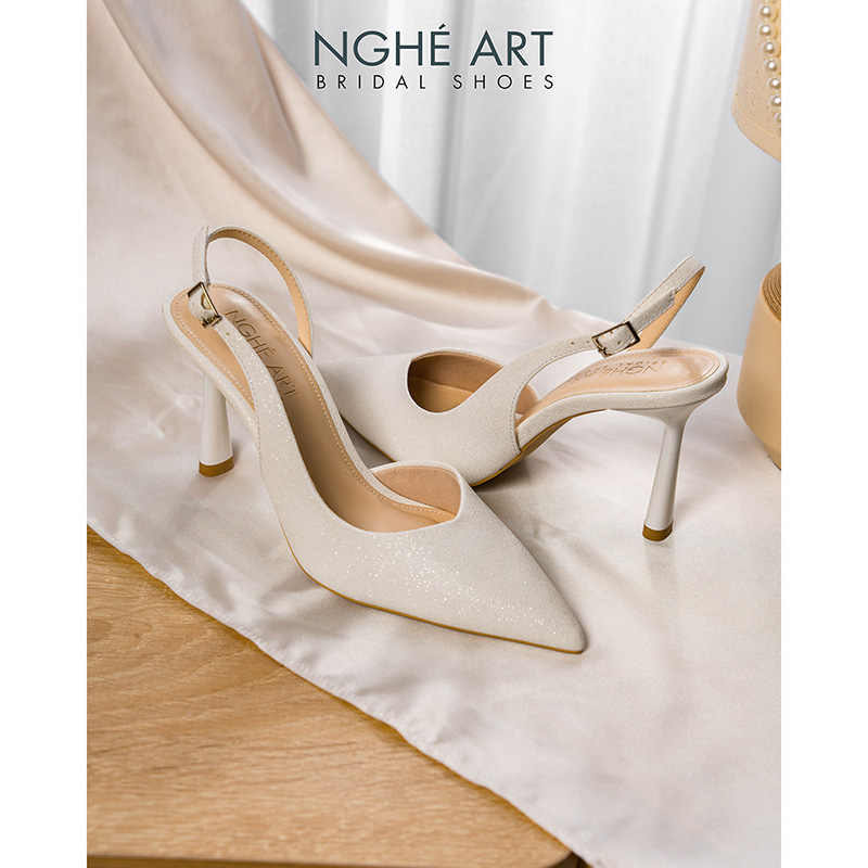 Giày cưới Nghé Art basic form slingback dáng hở eo 535 - Ảnh 5 - Nghé Art Bridal Shoes – 0822288288