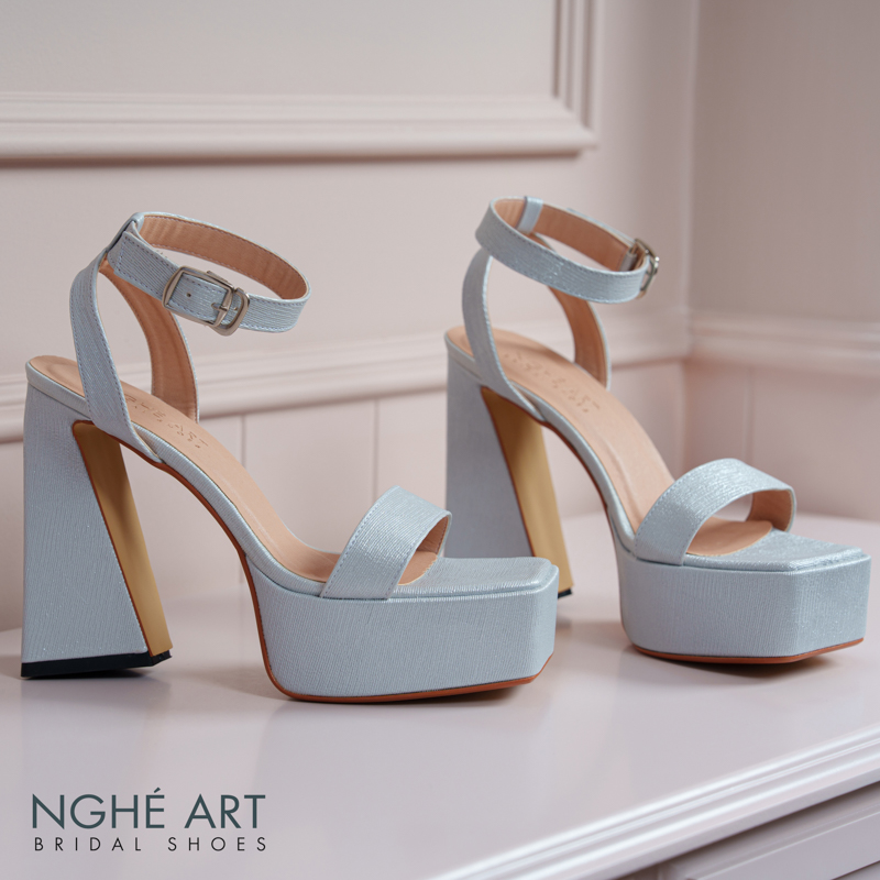 Giày cưới Nghé Art basic sandal 13 phân mũi đúp nhũ xám pastel 531-nhu-xam - Ảnh 1 - Nghé Art Bridal Shoes – 0822288288