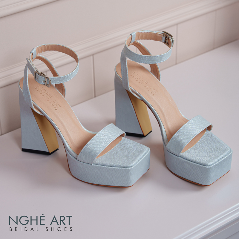 Giày cưới Nghé Art basic sandal 13 phân mũi đúp nhũ xám pastel 531-nhu-xam - Ảnh 3 - Nghé Art Bridal Shoes – 0822288288