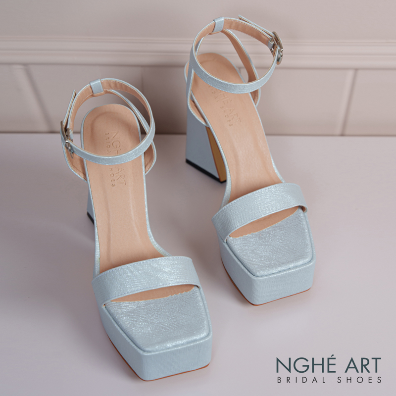 Giày cưới Nghé Art basic sandal 13 phân mũi đúp nhũ xám pastel 531-nhu-xam - Ảnh 4 - Nghé Art Bridal Shoes – 0822288288