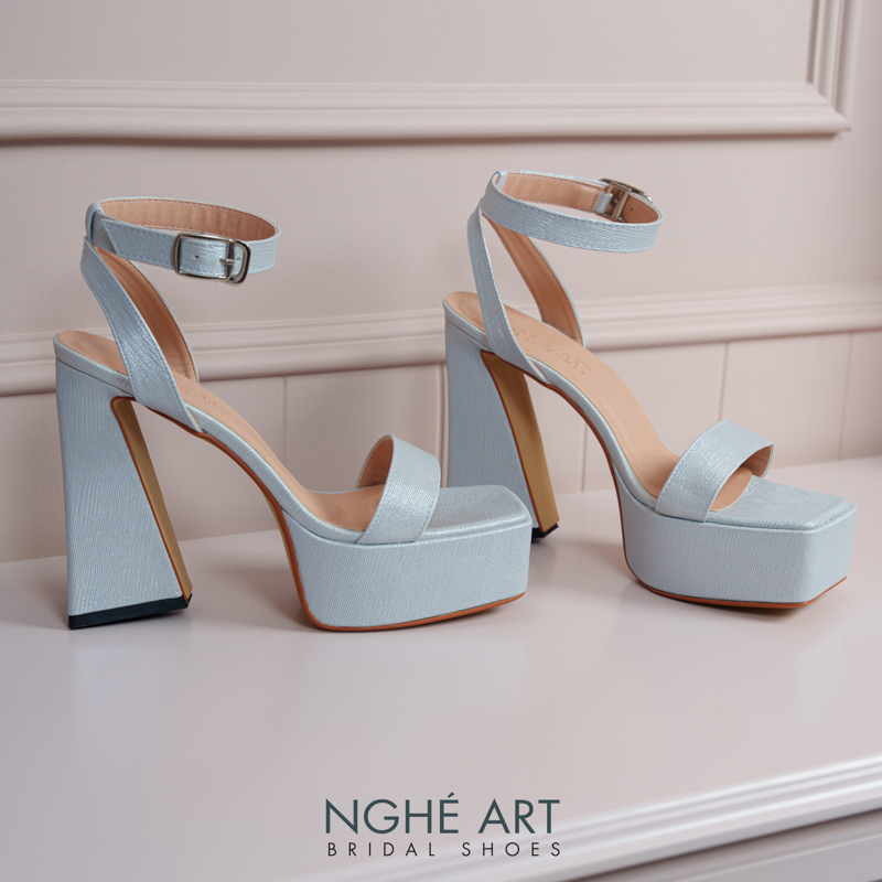 Giày cưới Nghé Art basic sandal 13 phân mũi đúp nhũ xám pastel 531-nhu-xam - Ảnh 5 - Nghé Art Bridal Shoes – 0822288288