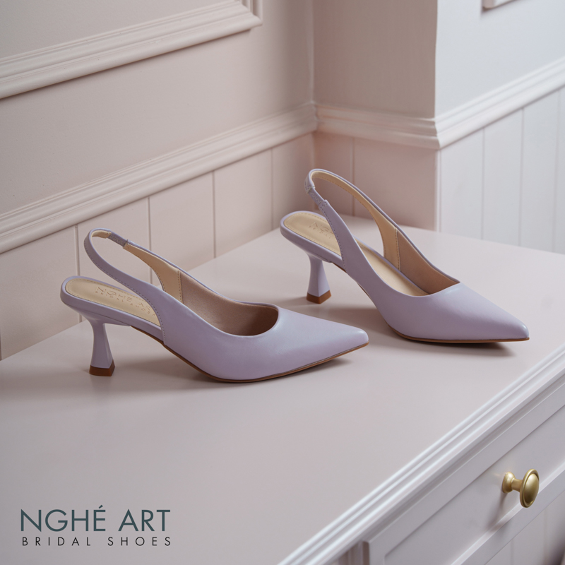 Giày cưới Nghé Art basic slingback 7 phân da tím 502-da-tim - Ảnh 1 - Nghé Art Bridal Shoes – 0822288288