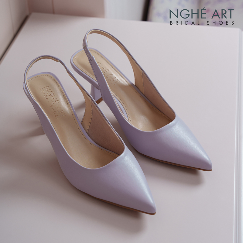 Giày cưới Nghé Art basic slingback 7 phân da tím 502-da-tim - Ảnh 2 - Nghé Art Bridal Shoes – 0822288288