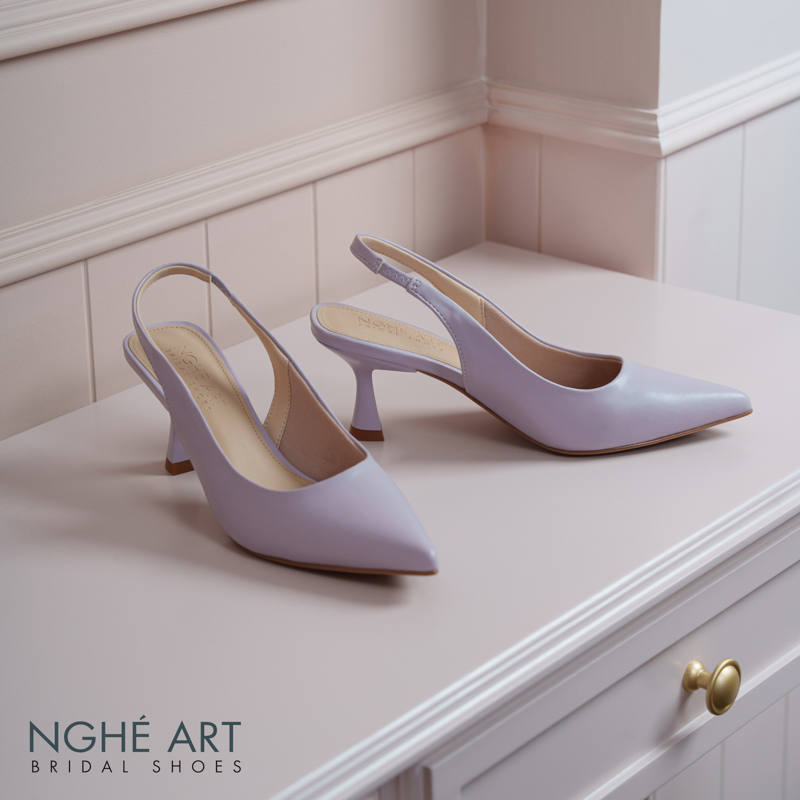 Giày cưới Nghé Art basic slingback 7 phân da tím 502-da-tim - Ảnh 3 - Nghé Art Bridal Shoes – 0822288288