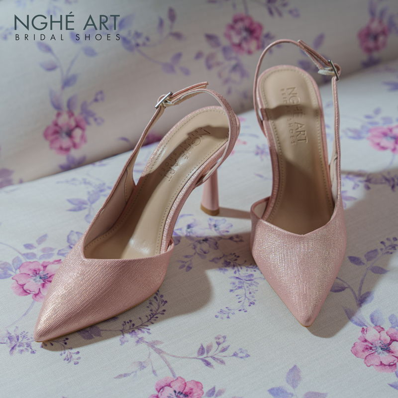 Giày cưới Nghé Art basic slingback nhũ hồng pastel 535-nhu-hong - Ảnh 4 - Nghé Art Bridal Shoes – 0822288288